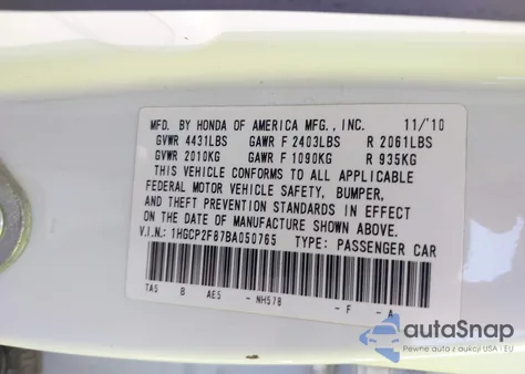 2011 Honda Accord 2.4 Ex-L from USA, damaged, VIN 1HGCP2F87BA050765